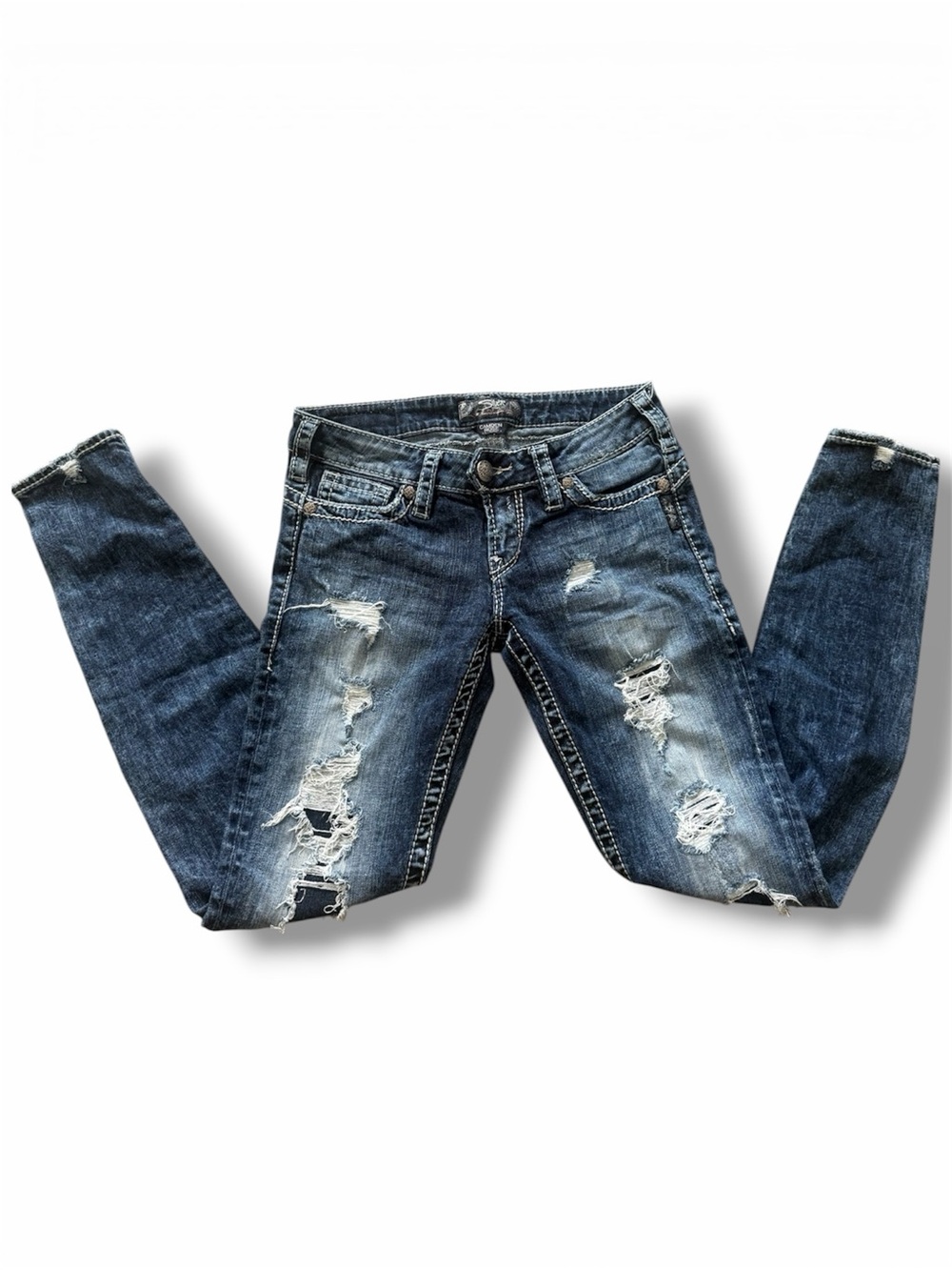 Silver Jeans Women's Ripped Indigo Skinny Jeans